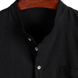 Steve Men's Mandarin Collar Pocket Short-Sleeve Shirt