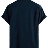 Blake Men's Short-Sleeve Mandarin Collar Shirt with Pocket