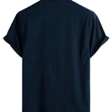 Steve Men's Mandarin Collar Pocket Short-Sleeve Shirt