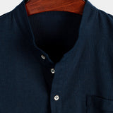 Men's Mandarin Collar Shirt with Pocket