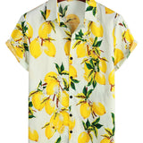 Lemon Print Men's Beach Shirt
