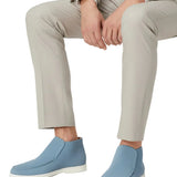 Light Blue Men's Suede Ankle Loafers