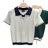 Wave-Textured Men's Polo Shirt