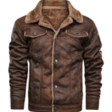 Men's Insulated Leather Jacket with Fleece Lining