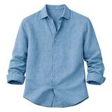 Relaxed Men's Button-Up Linen-Blend Shirt