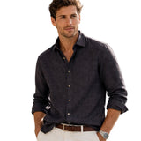 Relaxed Men's Button-Up Linen-Blend Shirt