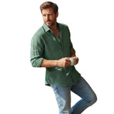 Relaxed Men's Button-Up Linen-Blend Shirt