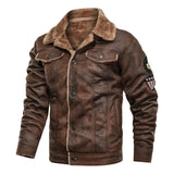 Men's Insulated Leather Jacket with Fleece Lining