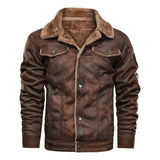 Men's Insulated Leather Jacket with Fleece Lining