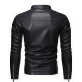 Men's Black Stand-Collar Leather Jacket