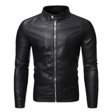Men's Black Stand-Collar Leather Jacket