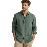 Relaxed Men's Button-Up Linen-Blend Shirt
