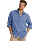 Relaxed Men's Button-Up Linen-Blend Shirt